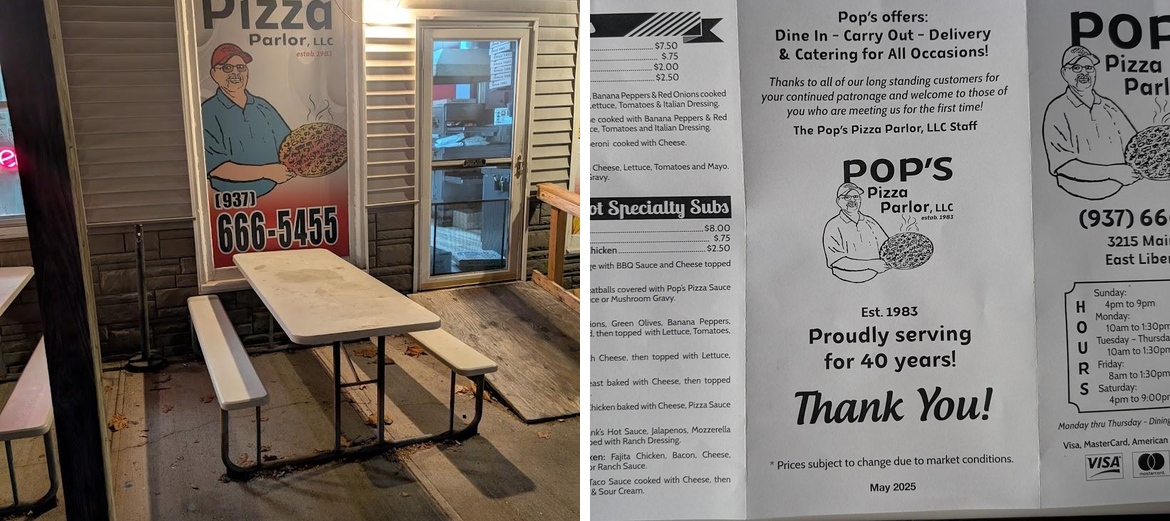 Pop's Pizza Parlor Menu