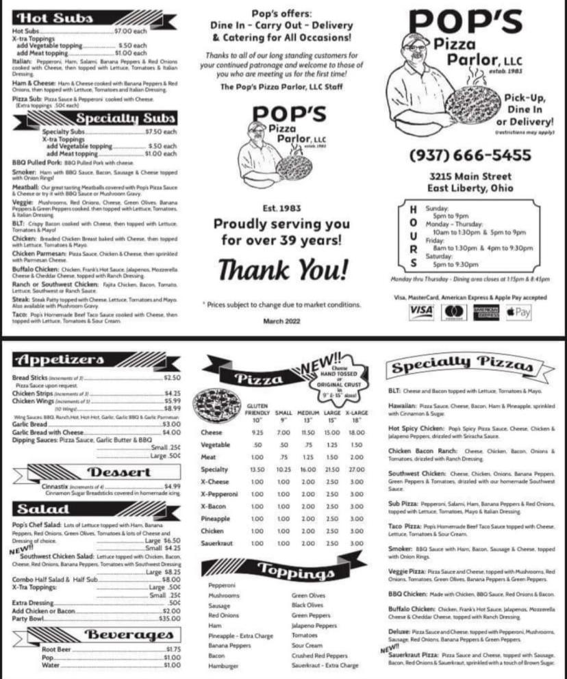 Pop's Pizza Parlor Menu image 2